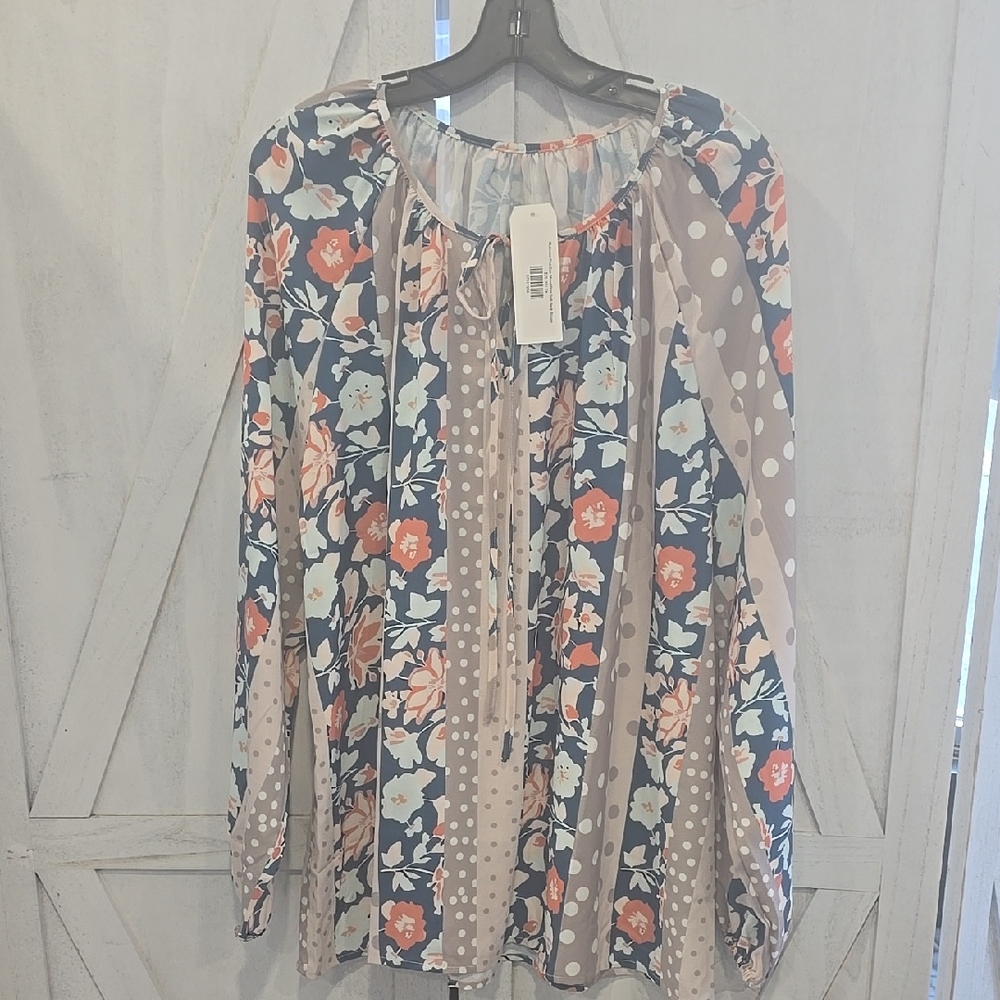 Floral and Polka Dot Women's Top